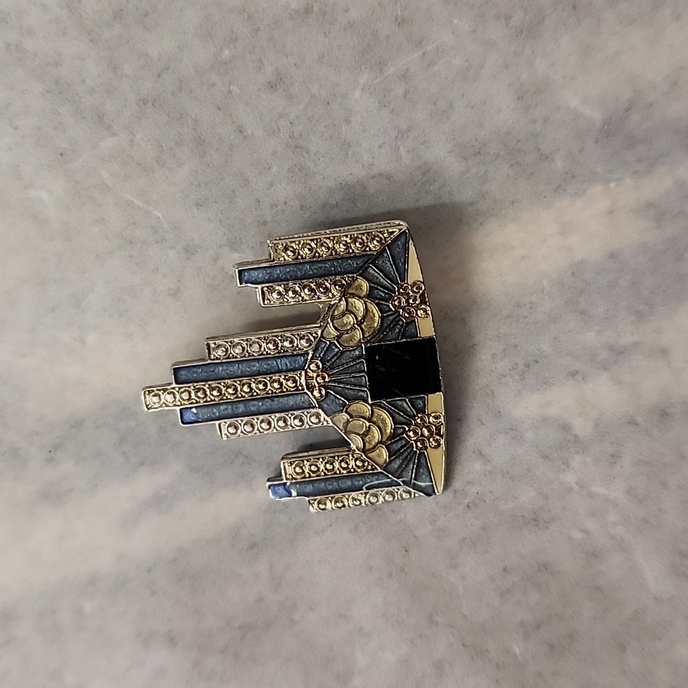 Vintage French Pierre Bex Geometric Enameled Brooch
